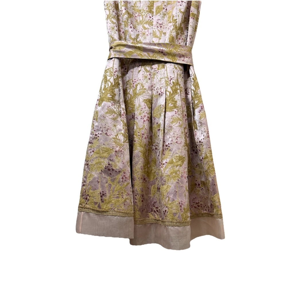 Kay Unger New York Tea Length Portrait Neck Pink Floral Cocktail Party Dress 8 - Picture 8 of 8